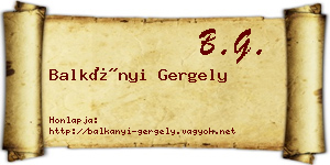 Balkányi Gergely névjegykártya